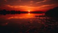 Sunset over water, nature reflection in tranquil scene generated by AI Royalty Free Stock Photo