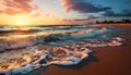 Sunset over water, nature wave reflects the tranquil summer dusk generated by AI Royalty Free Stock Photo