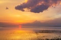 Sunset over water summer evening cloud lake Royalty Free Stock Photo