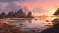 Fantasy Wall Art In Andreas Rocha Style With Avian Theme Royalty Free Stock Photo