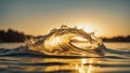 sunset over water _A water wave splash icon, representing the sound and the vibration of water. The splash is yellow