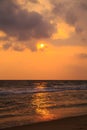 Sunset over the waters of the Indian Ocean. Royalty Free Stock Photo