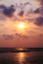 Sunset over the waters of the Indian Ocean. Royalty Free Stock Photo