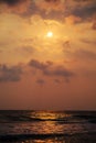 Sunset over the waters of the Indian Ocean. Royalty Free Stock Photo