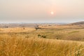 Sunset over wheat fields in the Palouse hills Royalty Free Stock Photo