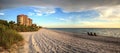 Sunset over white sand at Delnor Wiggins State Park Royalty Free Stock Photo