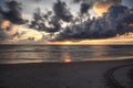 Sunset over the White sand at Delnor Wiggins State Park Royalty Free Stock Photo