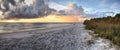 Sunset over the White sand at Delnor Wiggins State Park Royalty Free Stock Photo