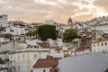 Sunset over whitewash houses of Elvas  Portugal Royalty Free Stock Photo