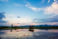 Sunset over wild lake after rain Royalty Free Stock Photo