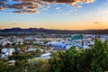 Sunset over Windhoek city panorama with mountains in the backgro