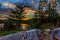 Sunset over Wolfkin Lake outside of dorset Ontario Royalty Free Stock Photo