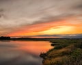 Sunset Over Woodland Marsh