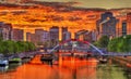 Sunset over the Yarra River in Melbourne, Australia Royalty Free Stock Photo