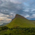 Sunset and overcast sky in the evening around Bunbeg table top mountain in County Sligo in western Ireland Royalty Free Stock Photo