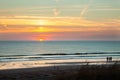 Sunset overlooking a beach in Normandy, on the West coast of Cotentin, France Royalty Free Stock Photo