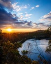 Sunset overlooking the Blue Lake, Mount Gambier, South Australia. Royalty Free Stock Photo