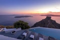 Sunset overlooking the caldera and the sea in Santorini Royalty Free Stock Photo