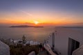 Sunset overlooking the caldera and the sea in Santorini Royalty Free Stock Photo