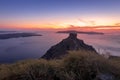 Sunset overlooking the caldera and the sea in Santorini Royalty Free Stock Photo