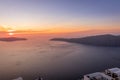 Sunset overlooking the caldera and the sea in Santorini Royalty Free Stock Photo