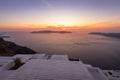 Sunset overlooking the caldera and the sea in Santorini Royalty Free Stock Photo