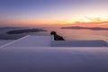 Sunset overlooking the caldera and the sea in Santorini Royalty Free Stock Photo