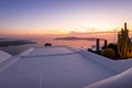 Sunset overlooking the caldera and the sea in Santorini Royalty Free Stock Photo