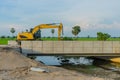 Before sunset at Overpass Construction for motorway Kanchanaburi Royalty Free Stock Photo