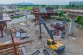 Before sunset at Overpass Construction for motorway Kanchanaburi Royalty Free Stock Photo