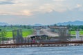 Before sunset at Overpass Construction for motorway Kanchanaburi Royalty Free Stock Photo