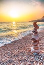 Sunset overview across the beautiful beach of Gradac in Makarska riviera