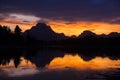 Sunset at Oxbow Bend in Grand Teton National Park Royalty Free Stock Photo