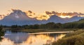 Sunset Oxbow Bend Grand Teton National Park Wyoming Royalty Free Stock Photo