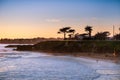 Sunset on the Pacific Ocean coastline, Santa Cruz, California Royalty Free Stock Photo