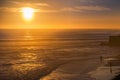 Sunset on the Pacific Ocean coastline, Santa Cruz, California Royalty Free Stock Photo