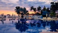 A sunset in the Pacific Ocean of Ixtapa, Guerrero, Mexico. Royalty Free Stock Photo