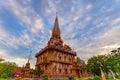 Sunset on pagoda of Chalong temple.Wat Chalong is the largest and most revered in Phuket.