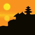 Sunset and pagoda