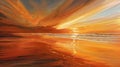 Sunset Painting on Beach Royalty Free Stock Photo