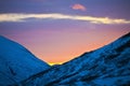 Sunset paints the evening sky in spring in the mountains of Kamchatka Royalty Free Stock Photo