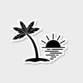 Sunset palms sticker icon isolated on gray background Royalty Free Stock Photo