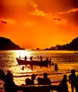 Tropical beach sunset at Palolem Beach, Goa, India Royalty Free Stock Photo