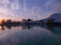 Sunset In Pamukkale With River Landscape Royalty Free Stock Photo