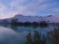 Sunset In Pamukkale With River Landscape Royalty Free Stock Photo