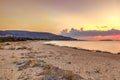 The sunset at Panagia beach in Kato Nisi of Elafonisos, Greece Royalty Free Stock Photo