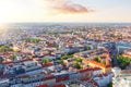 Sunset panorama of Berlin, colorful roofs of the city, Germany Royalty Free Stock Photo