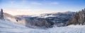 A sunset panorama of the Creekside at Whistler, BC. Royalty Free Stock Photo