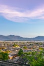 Sunset Panorama of Dayan Ancient City, Lijiang, Yunnan, China Royalty Free Stock Photo