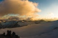 Sunset panorama of the elbrus and part of the Caucasian ridge Royalty Free Stock Photo